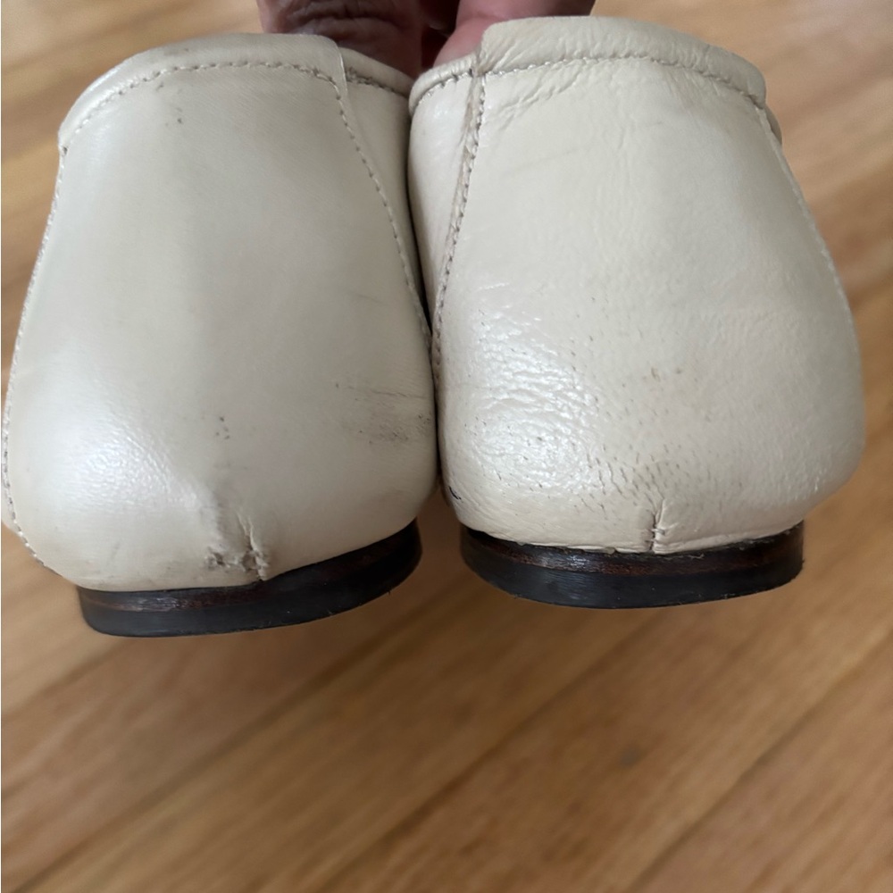 BY FAR - PRUDENCE - Cream Leather Slip-On Flats - Picture 8 of 10